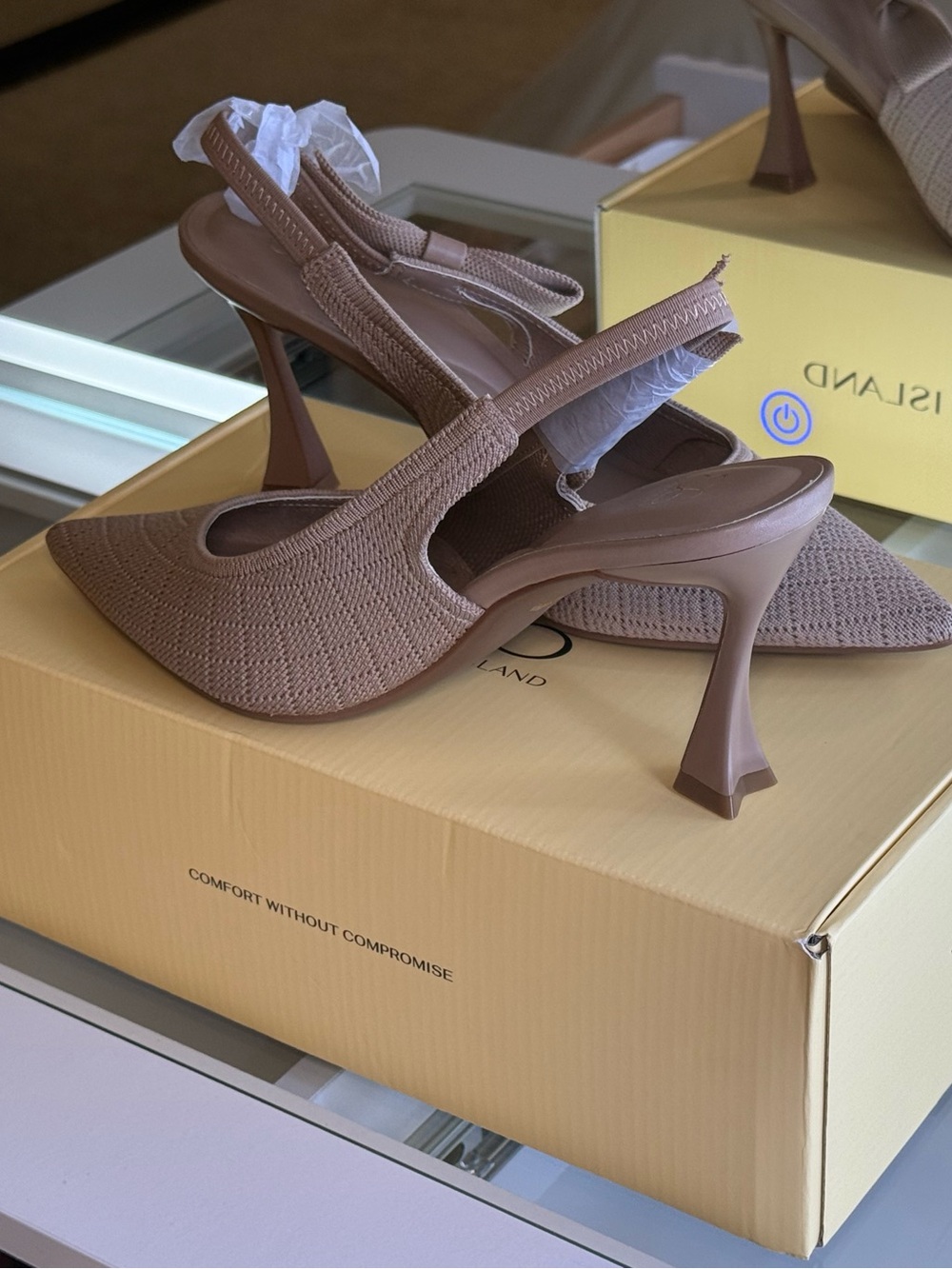 Cosy Island EverLush Apricot Bow Pointed Toe Slingback Heels US 8.5 NWB